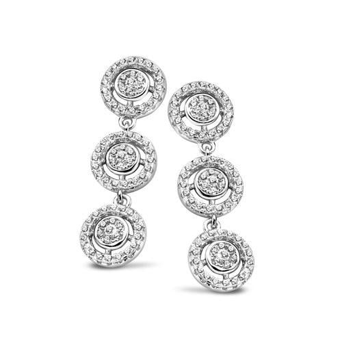 White Gold Cz Pave Circles Earring