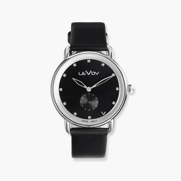 Levov - Magnate Black Genuine Leather Band Watch