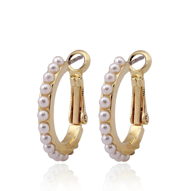 XL Rounded Pearl Huggie Earring