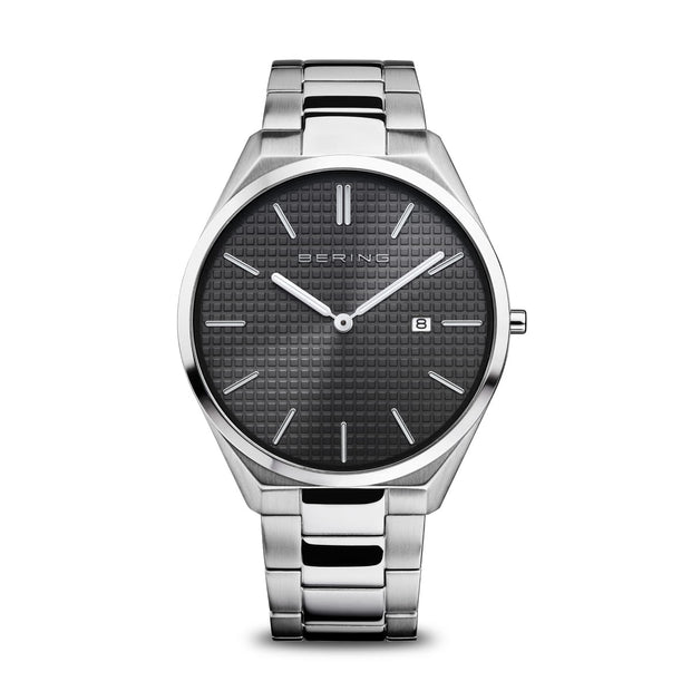 BERING Large Face Brushed Stainless Steel  Watch