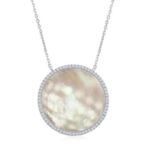Mother Of Pearl Disc Cz Pendant