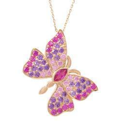 Ruby, Lavender & Pink Butterfly Cz Pendant