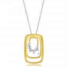 Triple Rectangle Matte Necklace in Yellow Gold