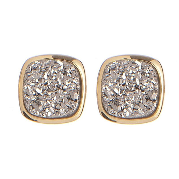 Marcia Moran Antique Rounded Square Druzy Stud Earrings