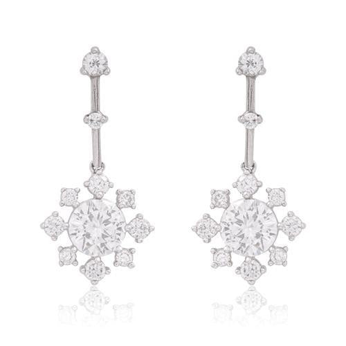 Brilliant White Gold Cz Flower Earring