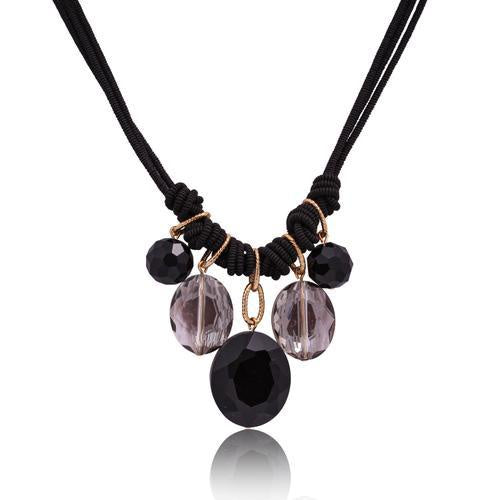 Deborah Grivas Designs Black Knotted Stone Necklace