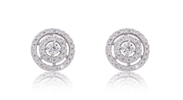 White Gold CZ Double Spaced Halo Stud