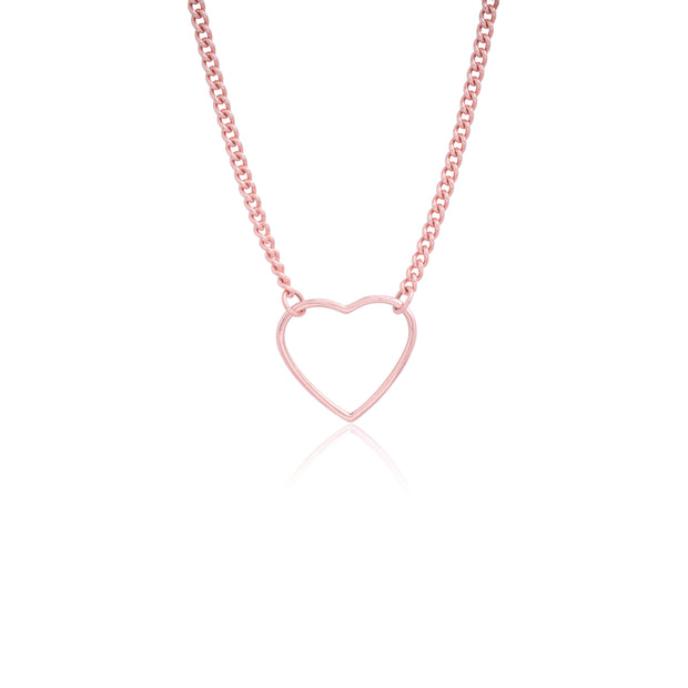 Open Heart Thicker Chain Pendant In Rose Gold