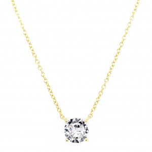 Yellow Gold 7Mm Cz Solitaire Pendant