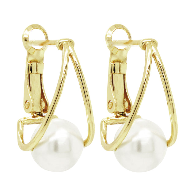 8mm Shell Pearl Gold Hoops