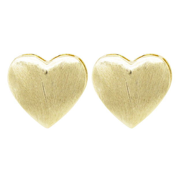 Matte Heart Stud In Yellow Gold