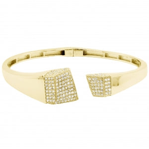 Yellow Gold Pave Open Ended Bangle