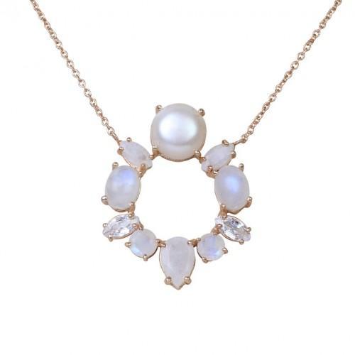 Atelier Mon Gold Plated Moonstone & Pearl Pendant