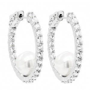 29mm CZ with Pearl Hoops in White Gold