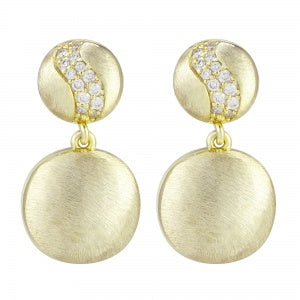 Double Matte Circle Earring in Yellow Gold
