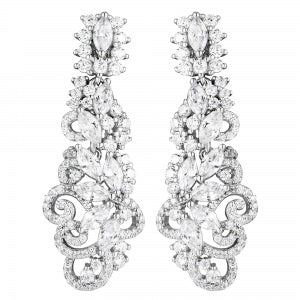 CZ Hanging Earrings in White Gold
