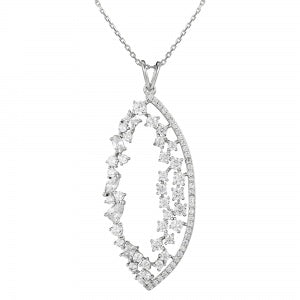 Marquee Shape Open CZ Necklace in White Gold