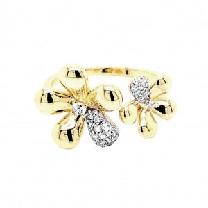 Double Polished 5 Petal Flower Ring
