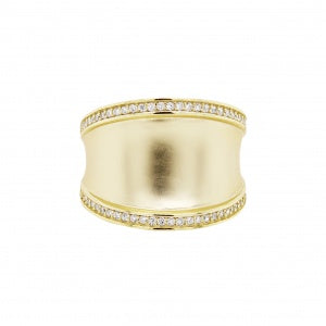 CZ Graduated Shape Ring In Matte Yellow Gold