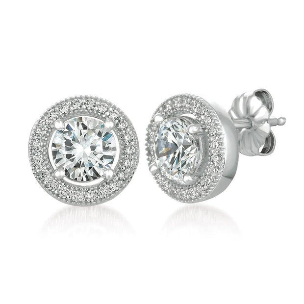 CRISLU Brilliant Cut Stud Earrings Halo Earrings