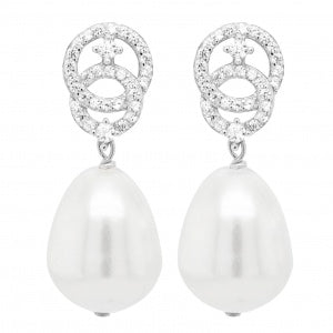 South Sea Baroque Pearl Dangling Earring In White Gold