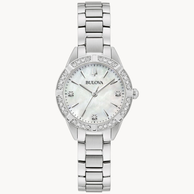 BULOVA Sutton Mother of Pearl Diamond Stainless Bracelet Watch