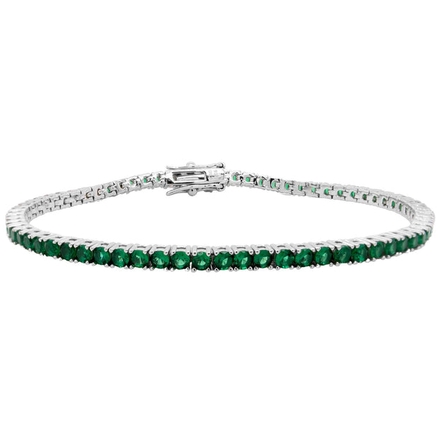 Extra Thin 2.5mm Emerald Tennis Bracelet in White Gold