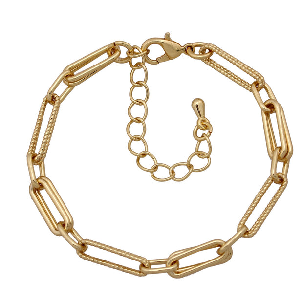 Double Link Paperclip Bracelet in Yellow Gold