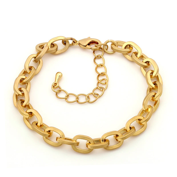 Squared Edge Satin Finish Link Bracelet