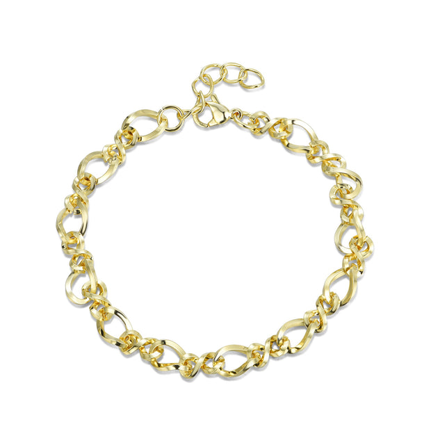 Polished Twisted 8 Design Bracelet in Yellow Gold