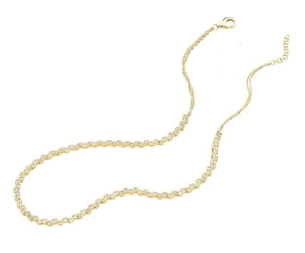 Zig Zag CZ Tennis Necklace in Yellow Gold