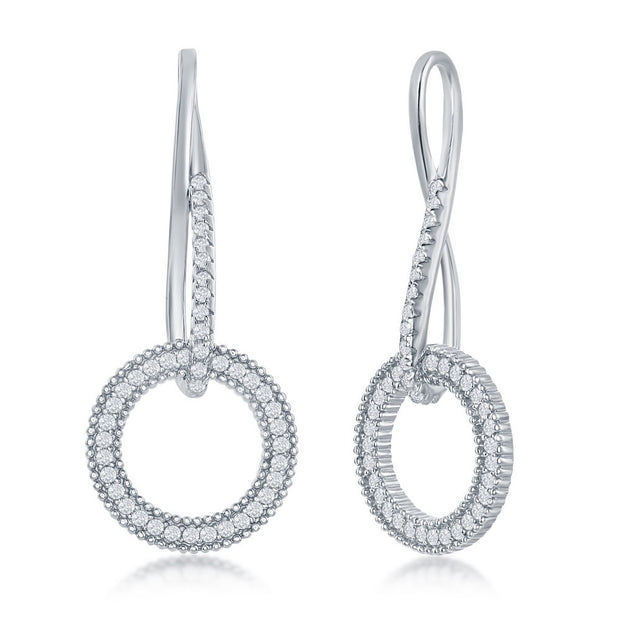Infinity Design Round CZ Earrings in White Gold