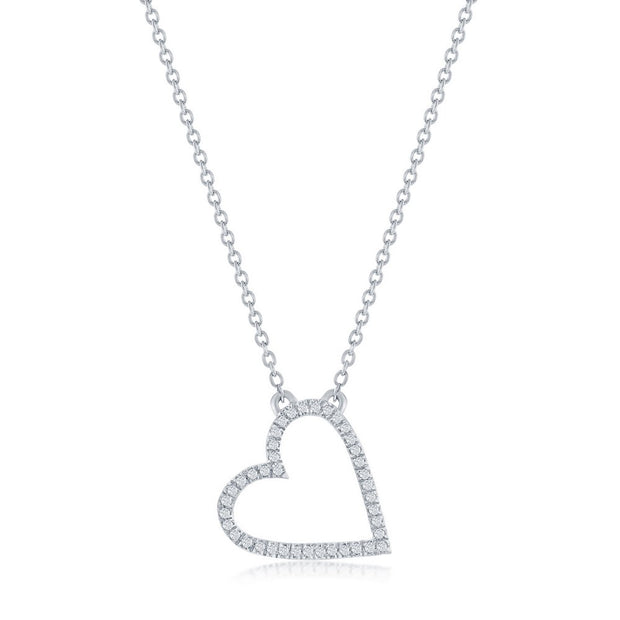 Diamonds D'Argento Petite Heart Pendant in White Gold