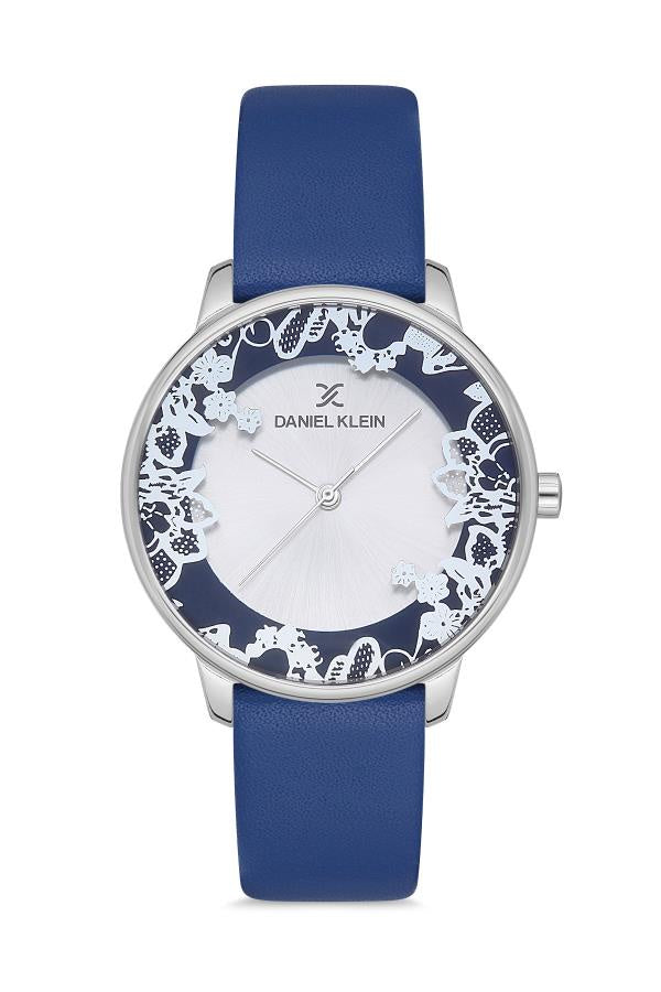 Daniel Klein Floral Overlay Watch in Blue