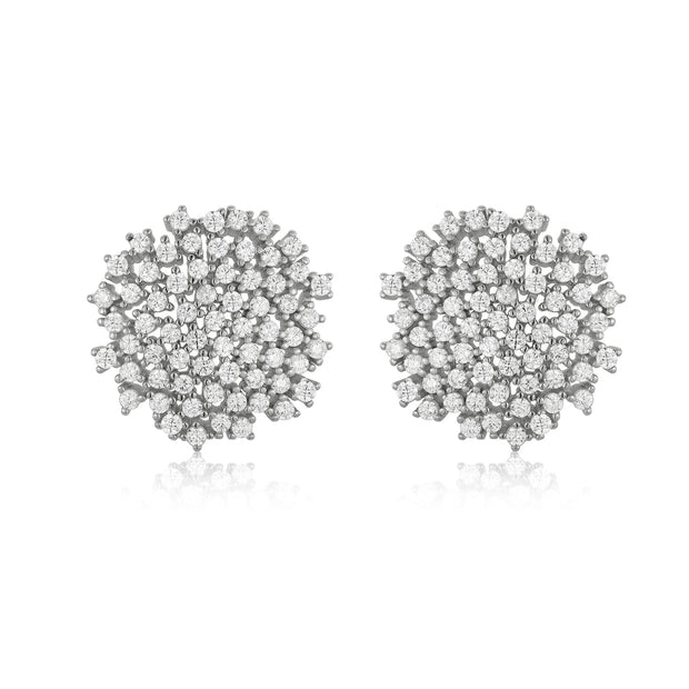 Scattered Pave CZ Round Studs in White Gold