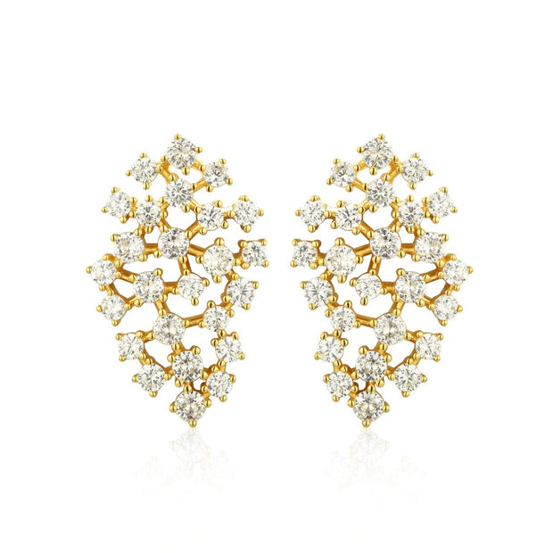 Pear-Shaped Vine CZ Earrings in Yellow Gold