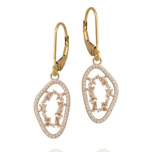 Champagne Natural Stone Shape Lever Earrings