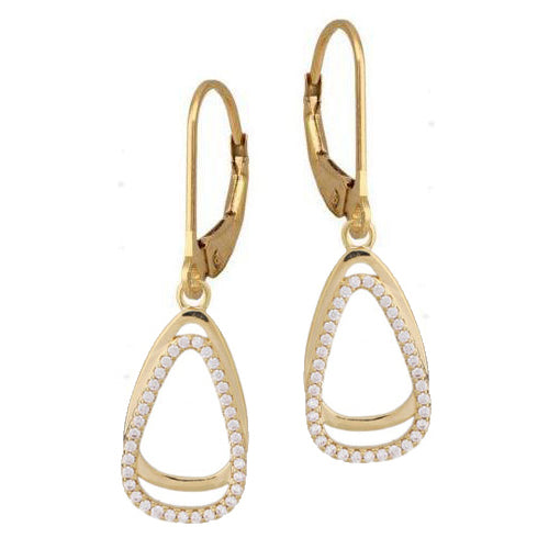Slipped Triangle CZ Lever Earring