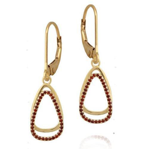 Slipped Triangle Red CZ Earring