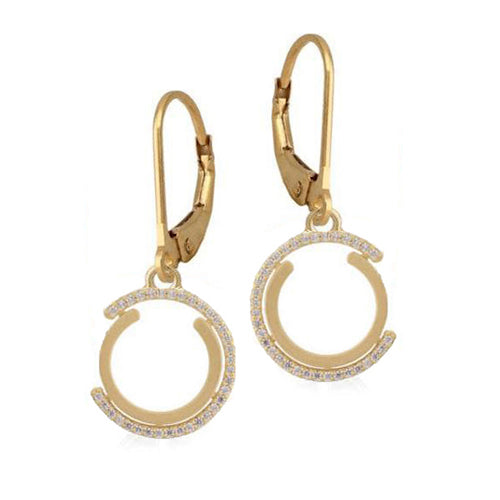 Matte Gold CZ Concentric Circle Lever Back Earring