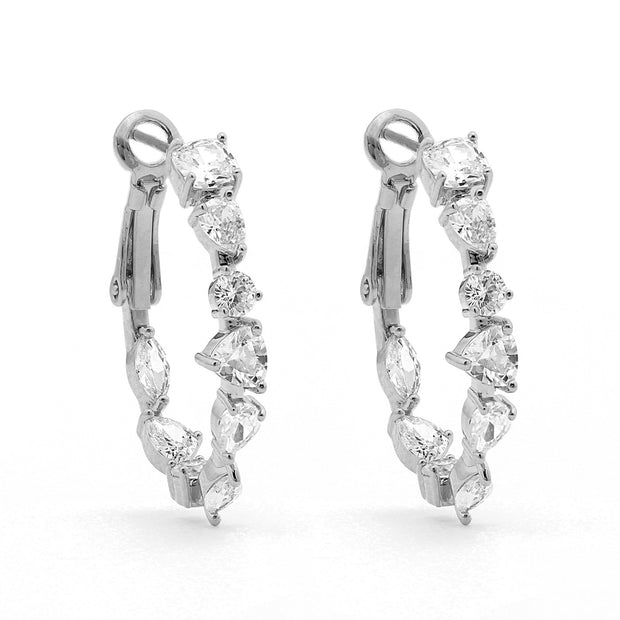 Multi-Shaped CZ Oval Hoops in White Gold