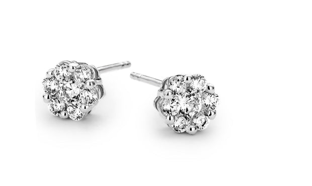 Small Flower Studs in White Gold