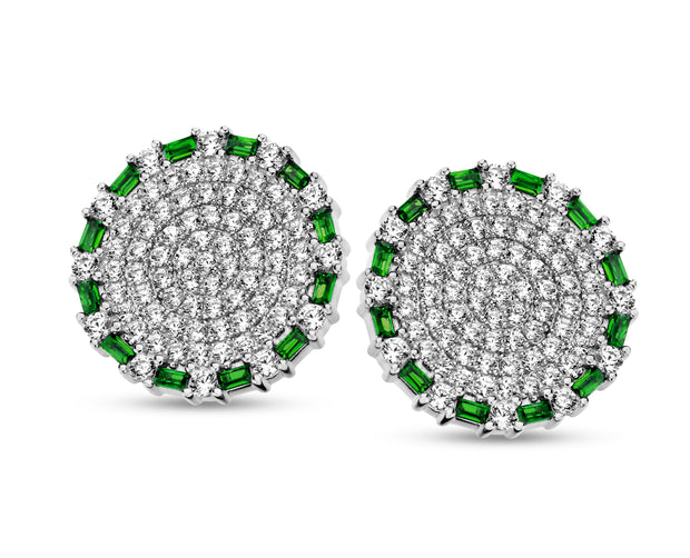 The White Bouton Studs in Emerald