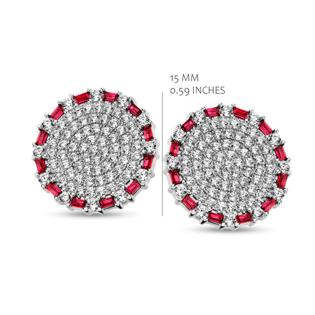 The White Bouton Studs in Ruby