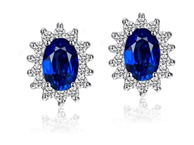Diana CZ Oval Studs in White Gold