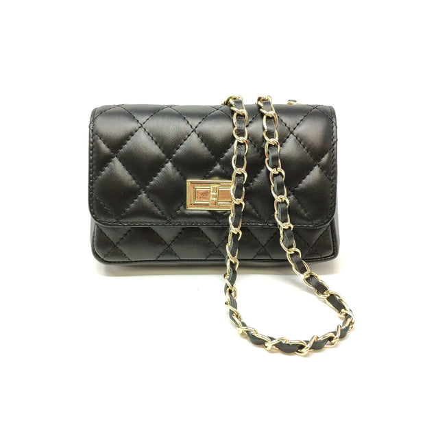Quilted Leather Small Bag in Black