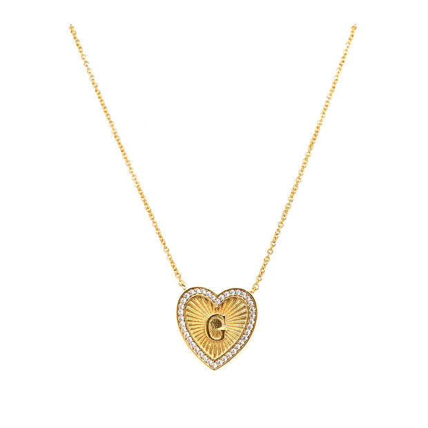 Vintage Heart Initial Necklace