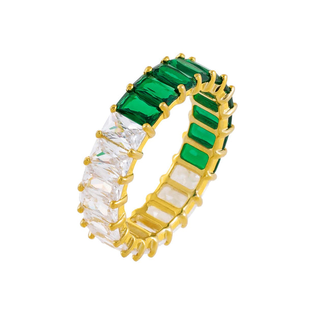 Two-Tone Emerald Baguette Cocktail Ring