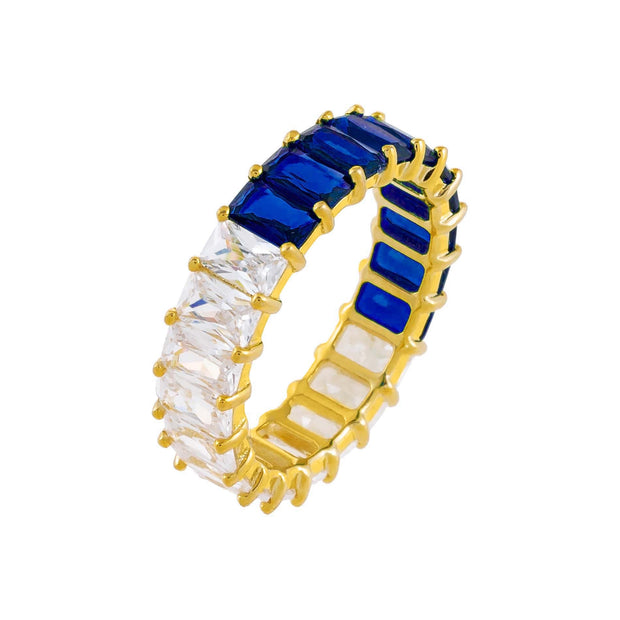 Two-Tone Sapphire Baguette Cocktail  Ring