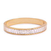 Yellow Gold Polished Swarovski Crystal Baguette Bangle